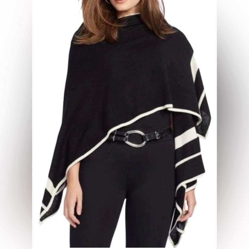 Ralph Lauren Ruana Wrap S/M Black Sweater Cape Wrap Retails $285